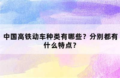 中国高铁动车种类有哪些？分别都有什么特点？