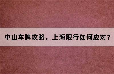 中山车牌攻略，上海限行如何应对？