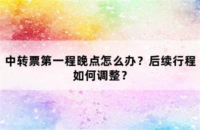 中转票第一程晚点怎么办？后续行程如何调整？