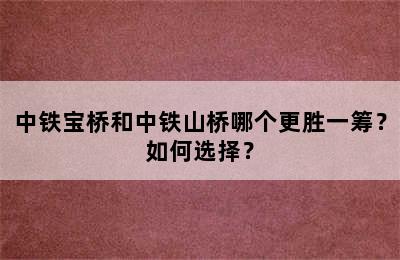 中铁宝桥和中铁山桥哪个更胜一筹？如何选择？