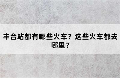 丰台站都有哪些火车？这些火车都去哪里？