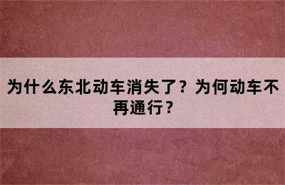 为什么东北动车消失了？为何动车不再通行？