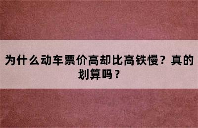 为什么动车票价高却比高铁慢？真的划算吗？
