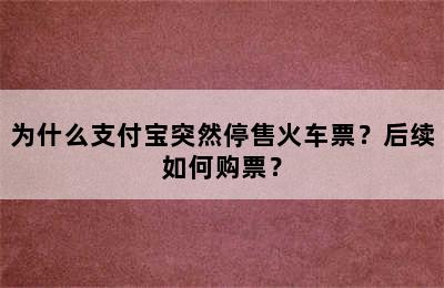 为什么支付宝突然停售火车票？后续如何购票？