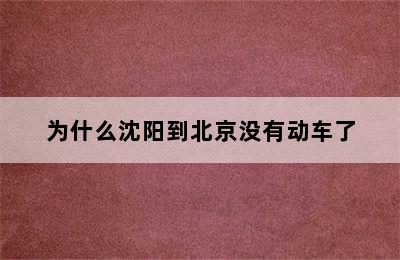 为什么沈阳到北京没有动车了