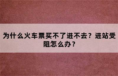 为什么火车票买不了进不去？进站受阻怎么办？