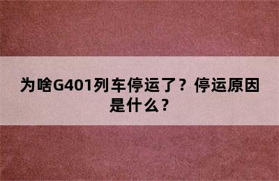 为啥G401列车停运了？停运原因是什么？