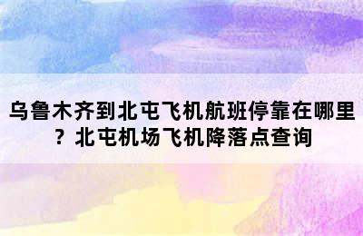 乌鲁木齐到北屯飞机航班停靠在哪里？北屯机场飞机降落点查询