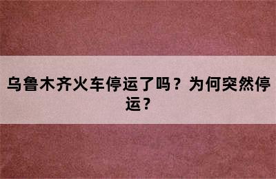 乌鲁木齐火车停运了吗？为何突然停运？