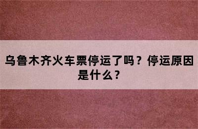 乌鲁木齐火车票停运了吗？停运原因是什么？