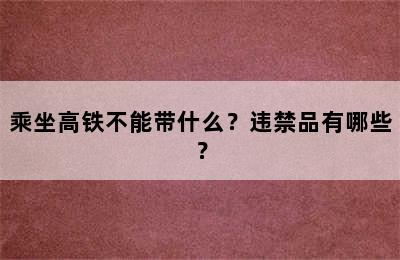乘坐高铁不能带什么？违禁品有哪些？