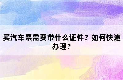 买汽车票需要带什么证件？如何快速办理？