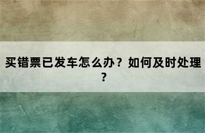 买错票已发车怎么办？如何及时处理？