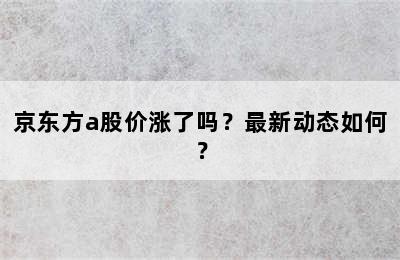 京东方a股价涨了吗？最新动态如何？
