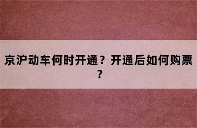 京沪动车何时开通？开通后如何购票？