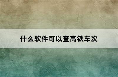 什么软件可以查高铁车次