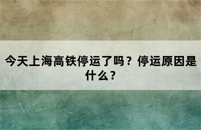 今天上海高铁停运了吗？停运原因是什么？