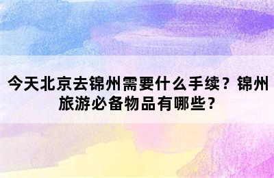 今天北京去锦州需要什么手续？锦州旅游必备物品有哪些？