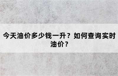 今天油价多少钱一升？如何查询实时油价？