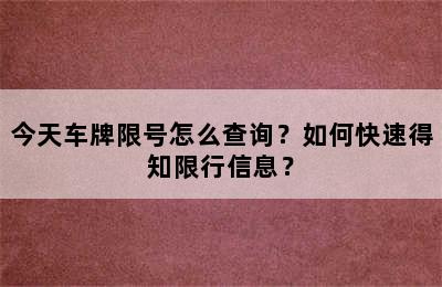 今天车牌限号怎么查询？如何快速得知限行信息？