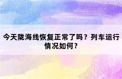 今天陇海线恢复正常了吗？列车运行情况如何？