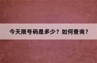 今天限号码是多少？如何查询？