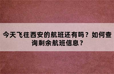 今天飞往西安的航班还有吗？如何查询剩余航班信息？