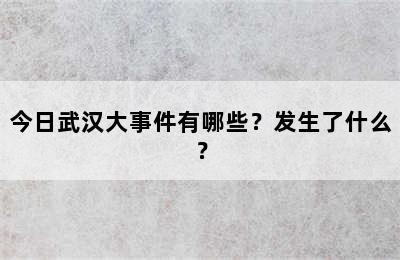 今日武汉大事件有哪些？发生了什么？