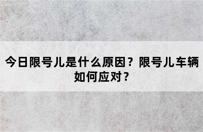 今日限号儿是什么原因？限号儿车辆如何应对？
