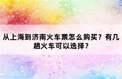 从上海到济南火车票怎么购买？有几趟火车可以选择？