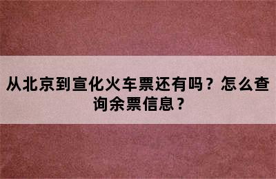从北京到宣化火车票还有吗？怎么查询余票信息？