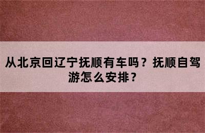 从北京回辽宁抚顺有车吗？抚顺自驾游怎么安排？