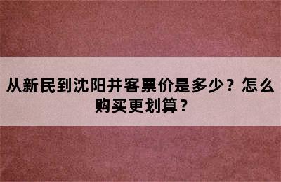 从新民到沈阳并客票价是多少？怎么购买更划算？