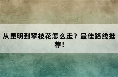 从昆明到攀枝花怎么走？最佳路线推荐！
