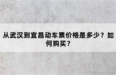从武汉到宜昌动车票价格是多少？如何购买？