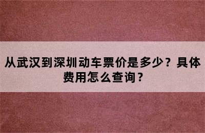 从武汉到深圳动车票价是多少？具体费用怎么查询？
