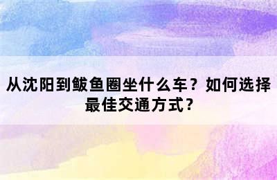 从沈阳到鲅鱼圈坐什么车？如何选择最佳交通方式？