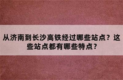 从济南到长沙高铁经过哪些站点？这些站点都有哪些特点？