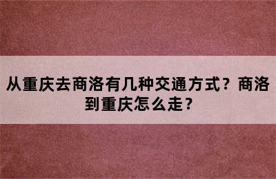 从重庆去商洛有几种交通方式？商洛到重庆怎么走？