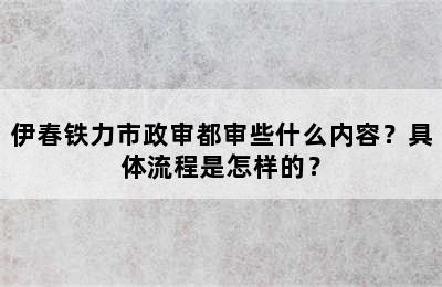 伊春铁力市政审都审些什么内容？具体流程是怎样的？