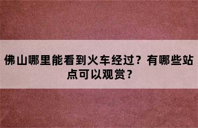 佛山哪里能看到火车经过？有哪些站点可以观赏？