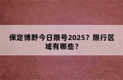 保定博野今日限号2025？限行区域有哪些？