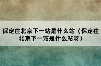 保定往北京下一站是什么站（保定往北京下一站是什么站呀）