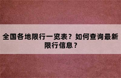全国各地限行一览表？如何查询最新限行信息？