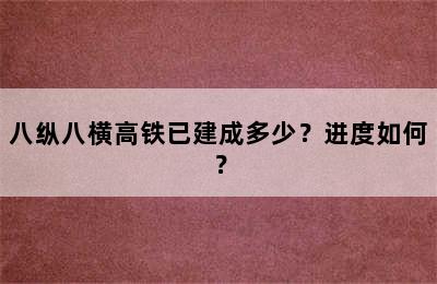 八纵八横高铁已建成多少？进度如何？