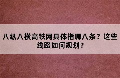 八纵八横高铁网具体指哪八条？这些线路如何规划？