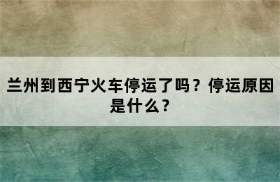 兰州到西宁火车停运了吗？停运原因是什么？