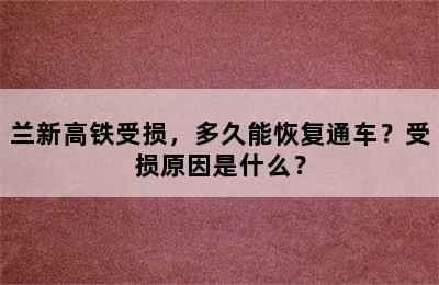 兰新高铁受损，多久能恢复通车？受损原因是什么？