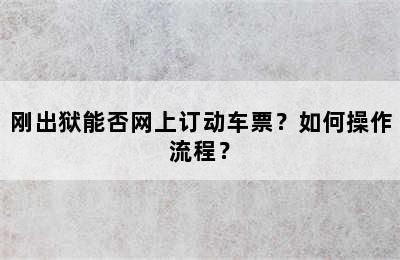 刚出狱能否网上订动车票？如何操作流程？