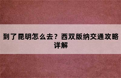 到了昆明怎么去？西双版纳交通攻略详解